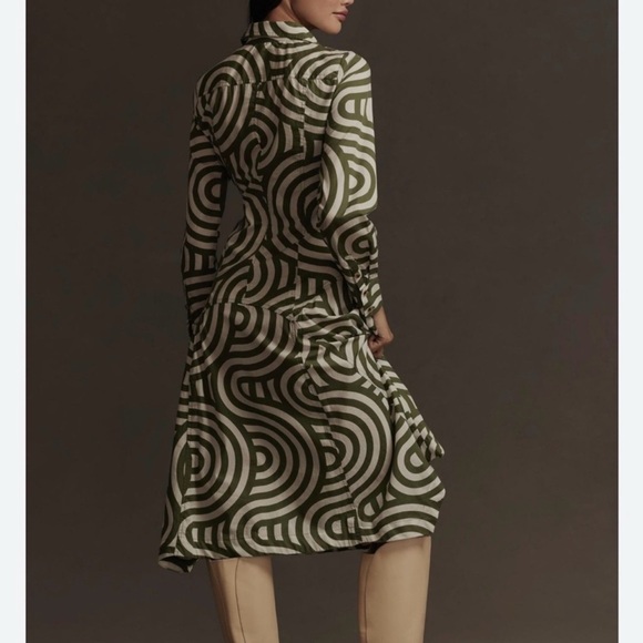 Anthropologie Poplin Shirt Dress - Kelly Green Size 16 - Picture 4 of 10